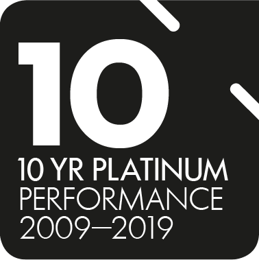 Super Ratings - 10 years of platinum performance 2019 - Awarded to QSuper Fund