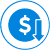 Money icon with arrow pointing downwards