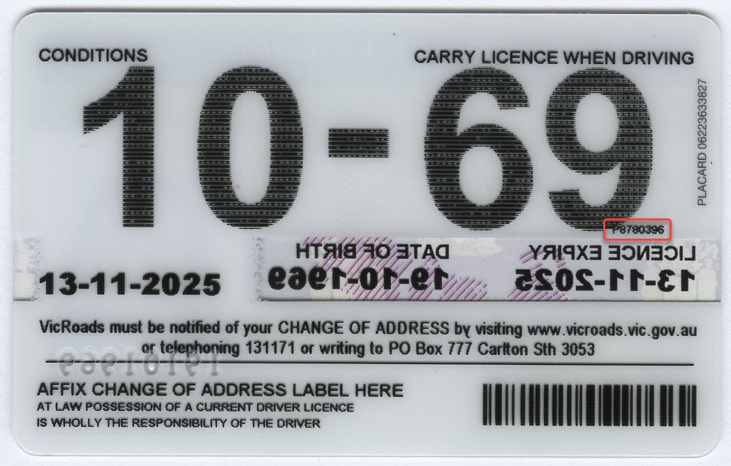 Victoria Drivers Licence 1