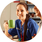 Nurse having a break with a coffee