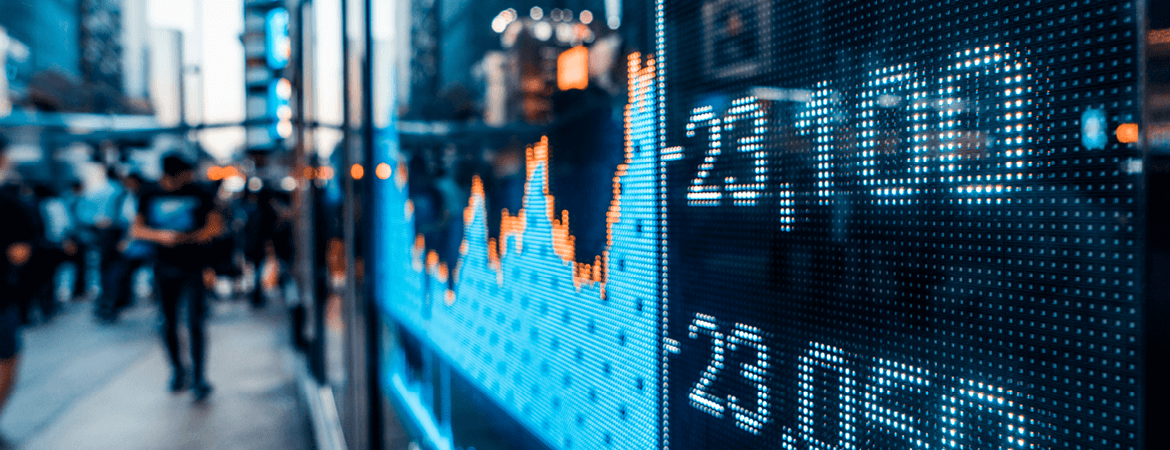 Illuminated stock exchange board supporting QSuper financial performance satisfaction article