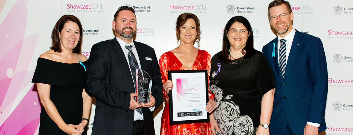 QSuper winning an award at the Queensland Government's Showcase 2018 awards night. 