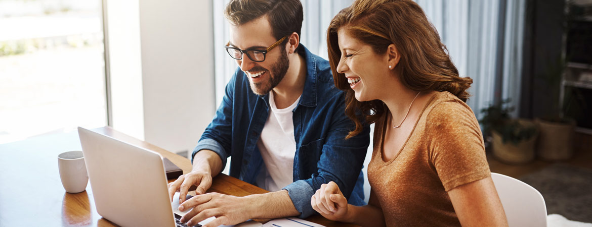 Young couple with laptop