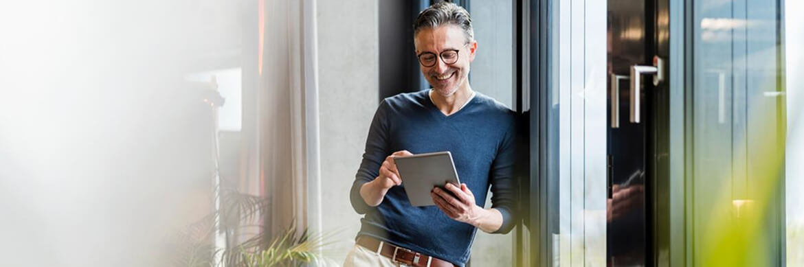 Person using a tablet indoors