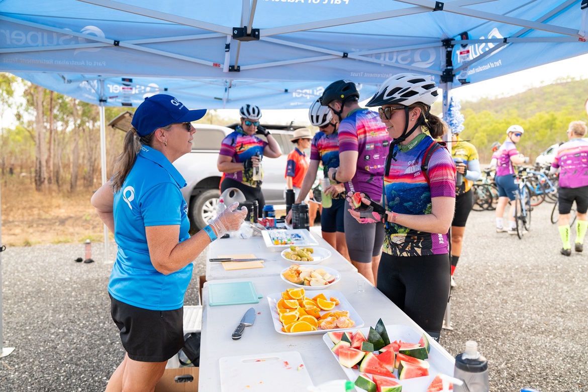 Julie Bates at the drink station