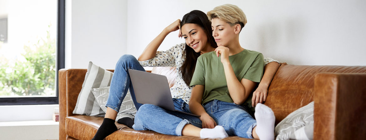 Young couple at laptop